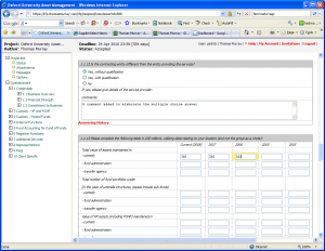 Page used by suppliers to input rfp answers which auto save